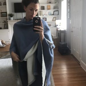 Women’s blue reversible poncho. One size fits all